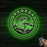 Custom Lizard Metal Wall Art Led Lights, Bearded Dragon Metal Name Sign, Lizard Golden Accessories, Personalized Lizard Lovers Metal Name Sign